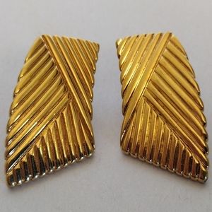 90s Napier Gold-Plated Geometric Screwback Earrings